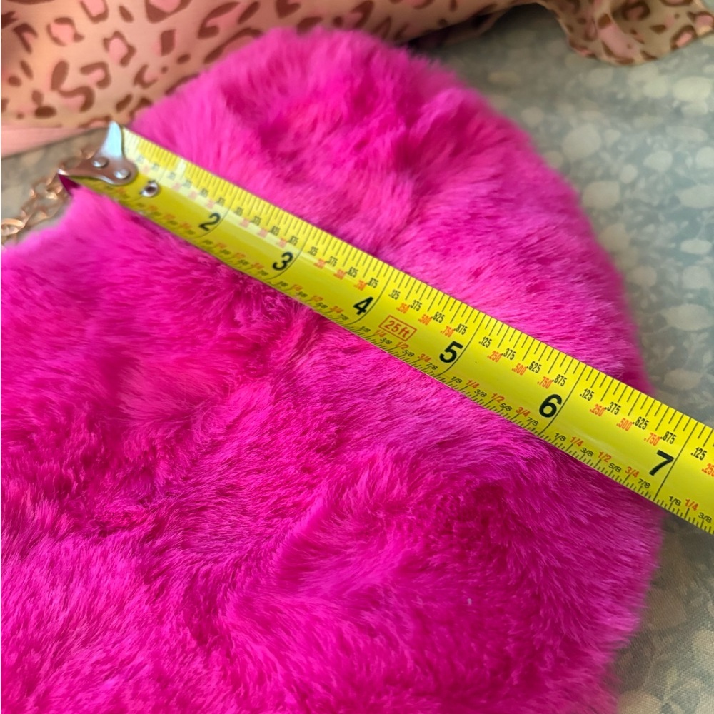 Kids Hot Pink Fuzzy Heart Crossbody Bag - Picture 5 of 6
